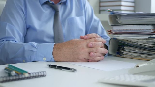 Impatient Businessman in Office Room Make Nervous Hand Gestures