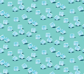 Vector illustration. Seamless pattern image of ice cubes. A simple object that represents summer passion. 				