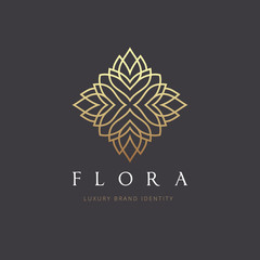 Nature monogram logo, Minimal geometric badges for spa hotel and luxury brand identity