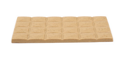 White nougat chocolate bar with hazelnuts isolated on white background