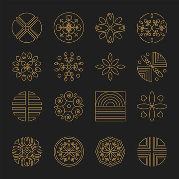 Nature monogram logo, Minimal geometric badges for spa hotel and luxury brand identity