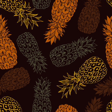  Vector seamless  pattern with  pineapple.
