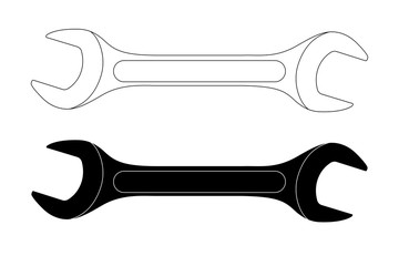 Spanner. Outline black and white drawing