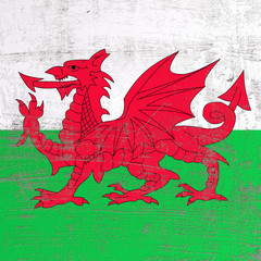 Scratched Wales flag