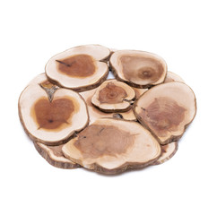 Wooden stand under the hot isolated on white background. Kitchenware.