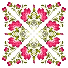 Foto op Canvas Floral background in ukrainian national style. Petrykivka painting. Vector Illustration © nonikastar