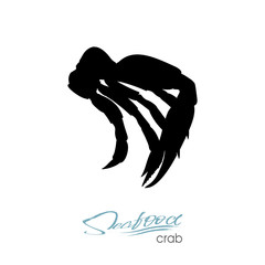 Silhouette crab meat. Crab badge for design seafood packaging and market, food packaging or underwater sea animal themed design. Vector illustration.