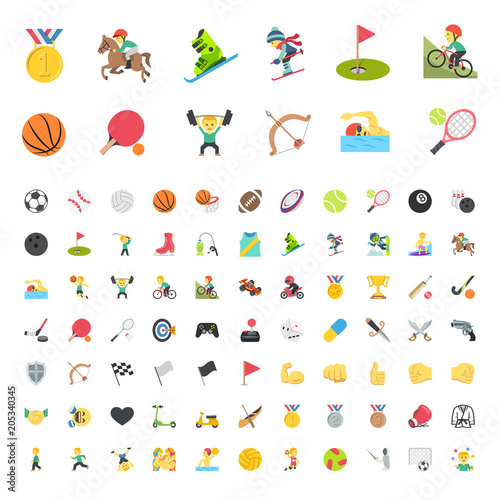 "All type of sports, recreation, fitness emojis, emoticons, stickers