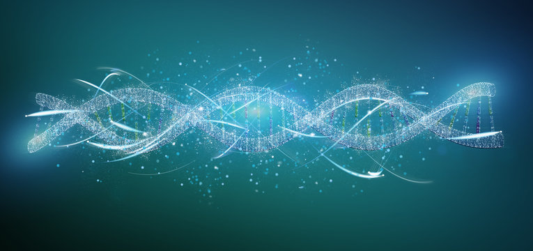 View of a 3d render DNA isolated on a background