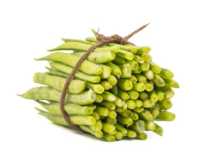 Guar or Cluster Bean Also Known as Gavar, Guwar or Guvar Bean isolated on White Background