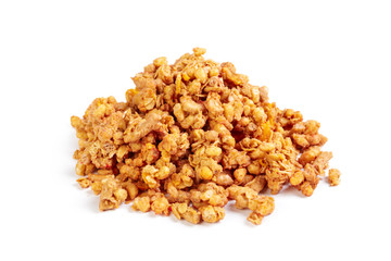 Oat Granola breakfast cereal isolated on white background