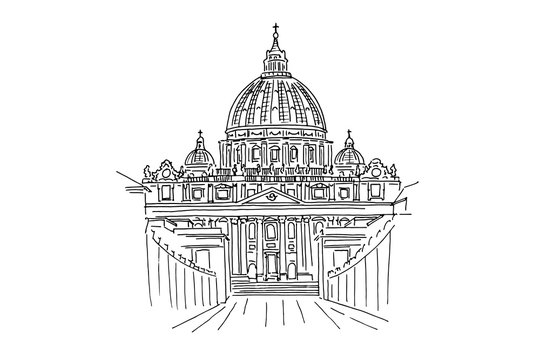 recommend clip art: Vector sketch of St. Peter's Basilica in Rome, Italy
