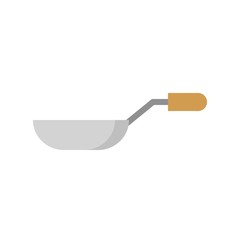 Saucepan with wooden handle icon, flat design vector