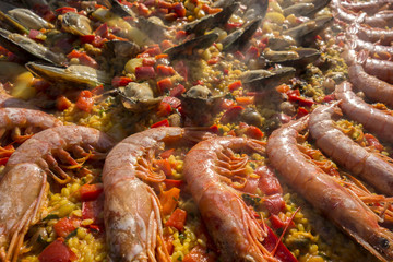 Fototapeta na wymiar Traditional spanish rice paella with sea food