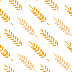 Vector seamless pattern illustration ears of wheat. Hand drawn bakery background.