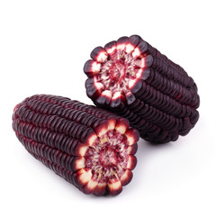 Fresh purple corns isolated on a white background