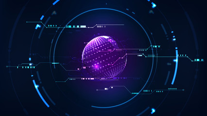 Technological future interface hud global platform abstract background template vector