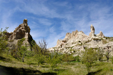 Beautiful rocks at Pigeon valley (Guvercin vadisi) in Cappadocia,famous hiking place,Turkey
