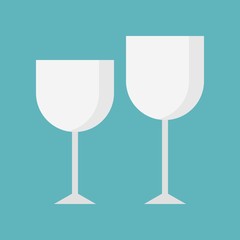 Set of wine glasses icon, Kitchen utensil, flat design vector