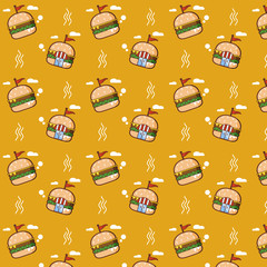 pattern of fast food. vector background with a burgers icons