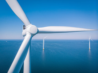 Windmill park in ocean, windmill energy farm