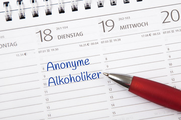 Eintrag im Kalender: Anonyme Alkoholiker