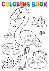 Naklejka premium Kolorowanka motyw flaminga 2