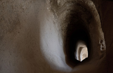Tunnel in Selime rock-cut monastery in Cappadocia, Turkey,cave city,famous landmark