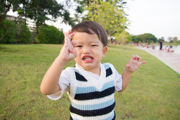 beautiful happy baby boy, outdoors shoot