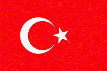 Watercolor flag of Turkey, paper texture. Symbol of Independence Day, souvenir soccer game, button language, icon.