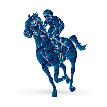 Horse racing ,Jockey riding horse, design using grunge brush graphic vector.