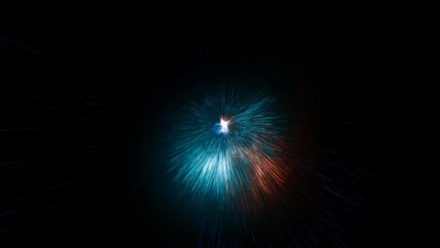 Blue and red fireworks in a dark background