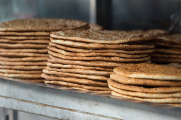 bunch of naan flat breads closeup