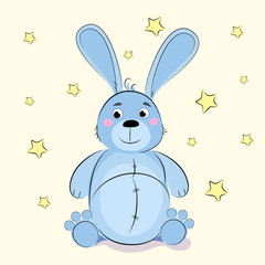 Cartoon happy bunny running isolated on white background. vector illustration