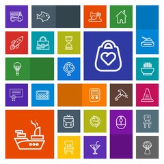 Modern, simple, colorful vector icon set with war, fashion, air, soup, business, dinner, step, operator, extreme, dish, leather, sky, jump, planet, global, parachute, sea, dump, balloon, help icons