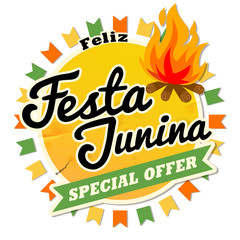 Latin America Traditional Festa Junina, the June party of Brazil. Retro style seamless design with symbolism of the holiday for Invitation card, Banner.