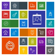 Modern, simple, colorful vector icon set with equipment, computer, medicine, baggage, luggage, airport, navigation, businessman, first, map, bubble, business, support, desktop, operator, message icons