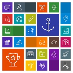 Modern, simple, colorful vector icon set with old, web, security, user, tape, spy, book, lock, ship, success, landscape, rudder, account, fashion, pen, delete, watch, photo, white, search, helm icons