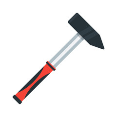 Hammer icon. Tools for building construction, home repair. Flat vector objects for households, service providers isolated on white background.