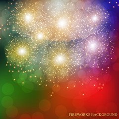 Fototapeta na wymiar Colorful Fireworks Illustration. Vector.
