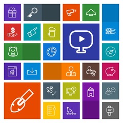 Modern, simple, colorful vector icon set with wild, communication, presentation, finance, package, warning, media, bear, direction, shovel, economy, travel, animal, people, construction, way icons