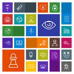 Modern, simple, colorful vector icon set with cooking, game, technology, strategy, sound, ring, eye, record, holiday, woman, chess, dollar, grill, mobile, table, cell, fashion, circle, meat, bar icons