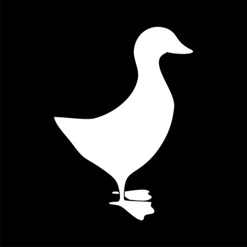 The silhouette of a goose or duck icon on dark background
