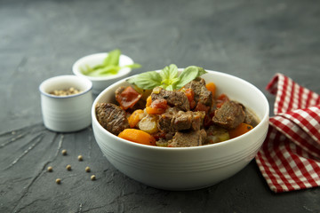 Homemade beef stew with vegetables