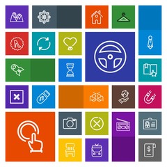 Modern, simple, colorful vector icon set with photo, bomb, sand, time, travel, stop, technology, map, carnival, hand, finger, button, celebration, sale, no, open, equipment, frame, camera, tool icons