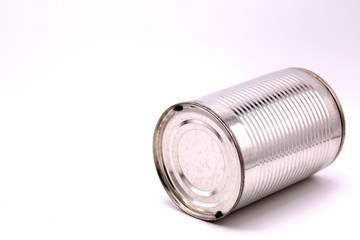 metal blank can on white background