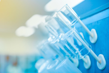 Glass ware in laboratory.Laboratory equipment concept.Scientific glassware for chemical experiment.