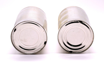metal blank can on white background