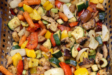 Grilled vegetables / Delicious vegetables on a baking sheet, food
