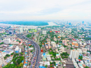 Fototapeta na wymiar Aerial view of traffic jam in urban city.